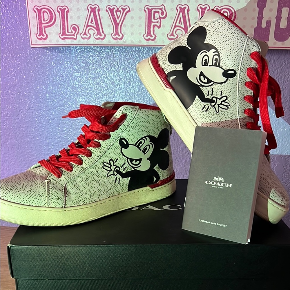 Coach Red and Black Mickey Mouse Sneakers